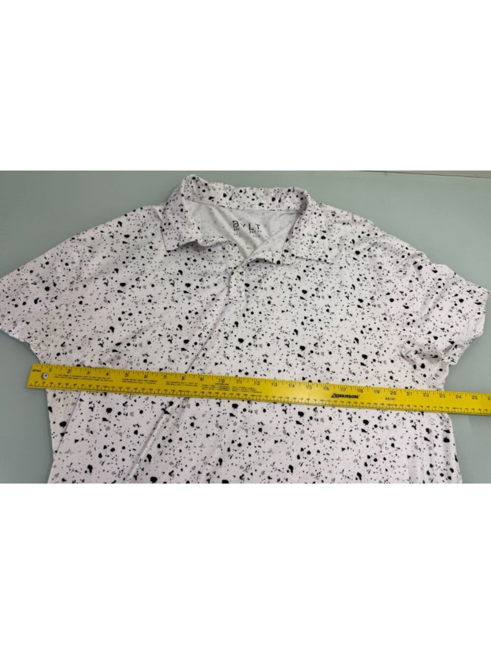 BYLT Premium Basics Men Performance Polo Shirt Mens XL White Black Splatter Golf - Picture 6 of 10